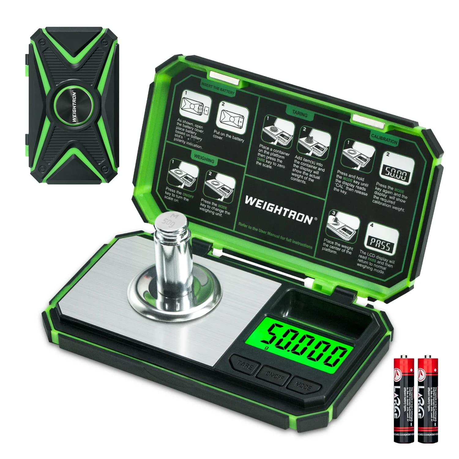Mini portable digital scale from 50 g/0,001 g, for weighing jewelry, medicines, precious stones, gold, with calibration weight