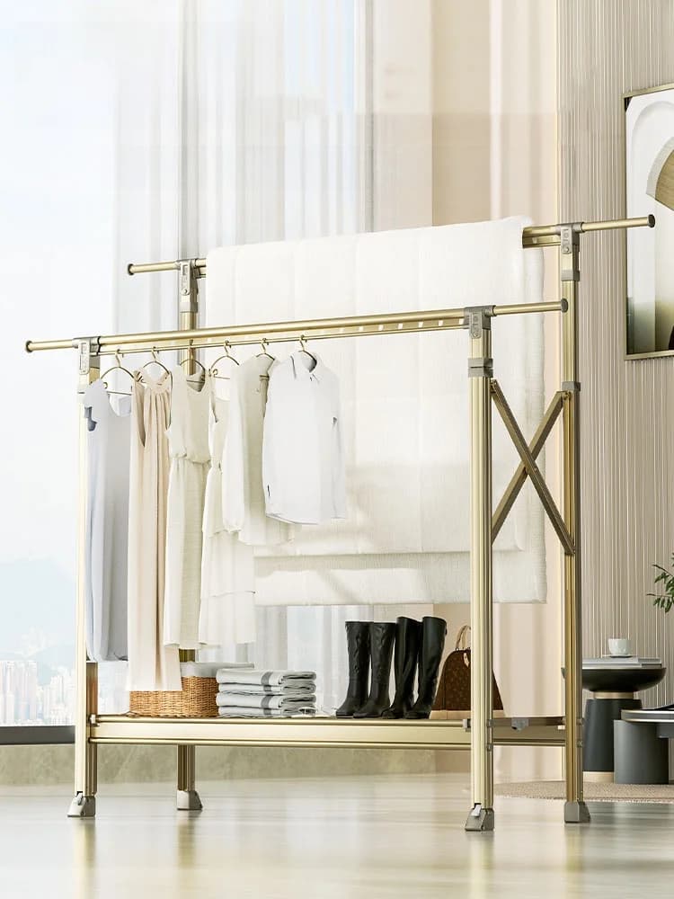 Joico floor cleaner for interior and exterior, height adjustable, for balcony, for drying quilts, bed linen and clothes, clothes hangers organizer