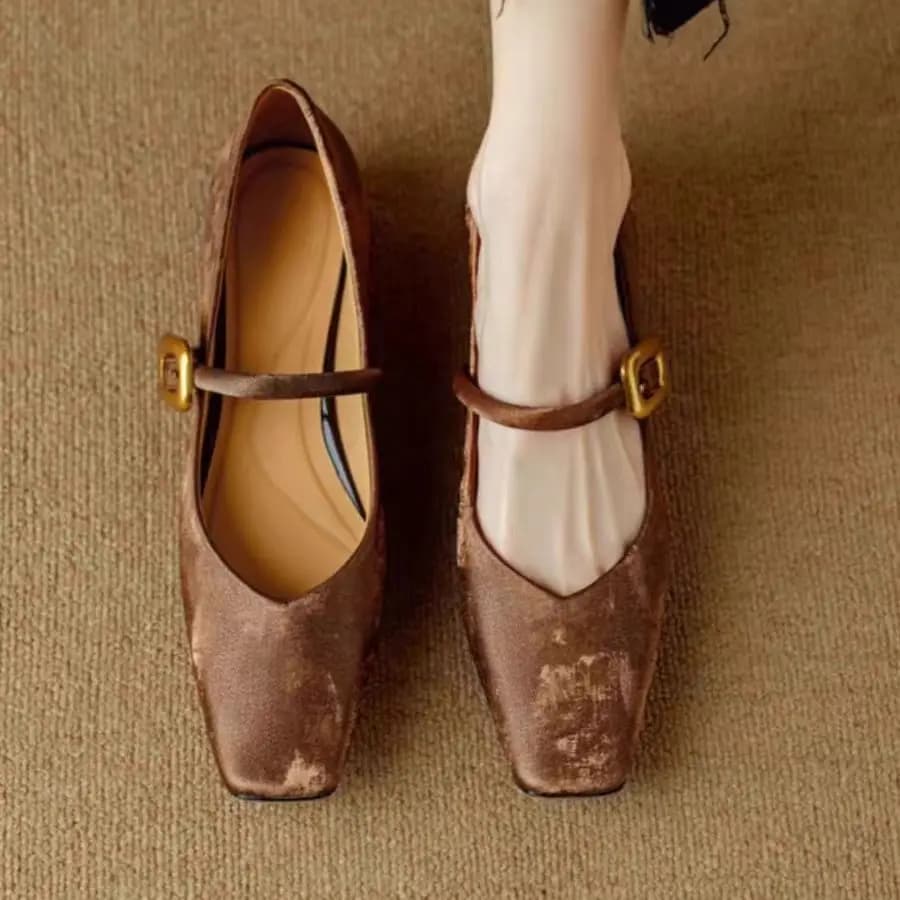 2025 Spring and Autumn New Style Square Toe Mary Jane Women's Shoes New Style Chinese Moccasins Low Heel Comfort Footwear