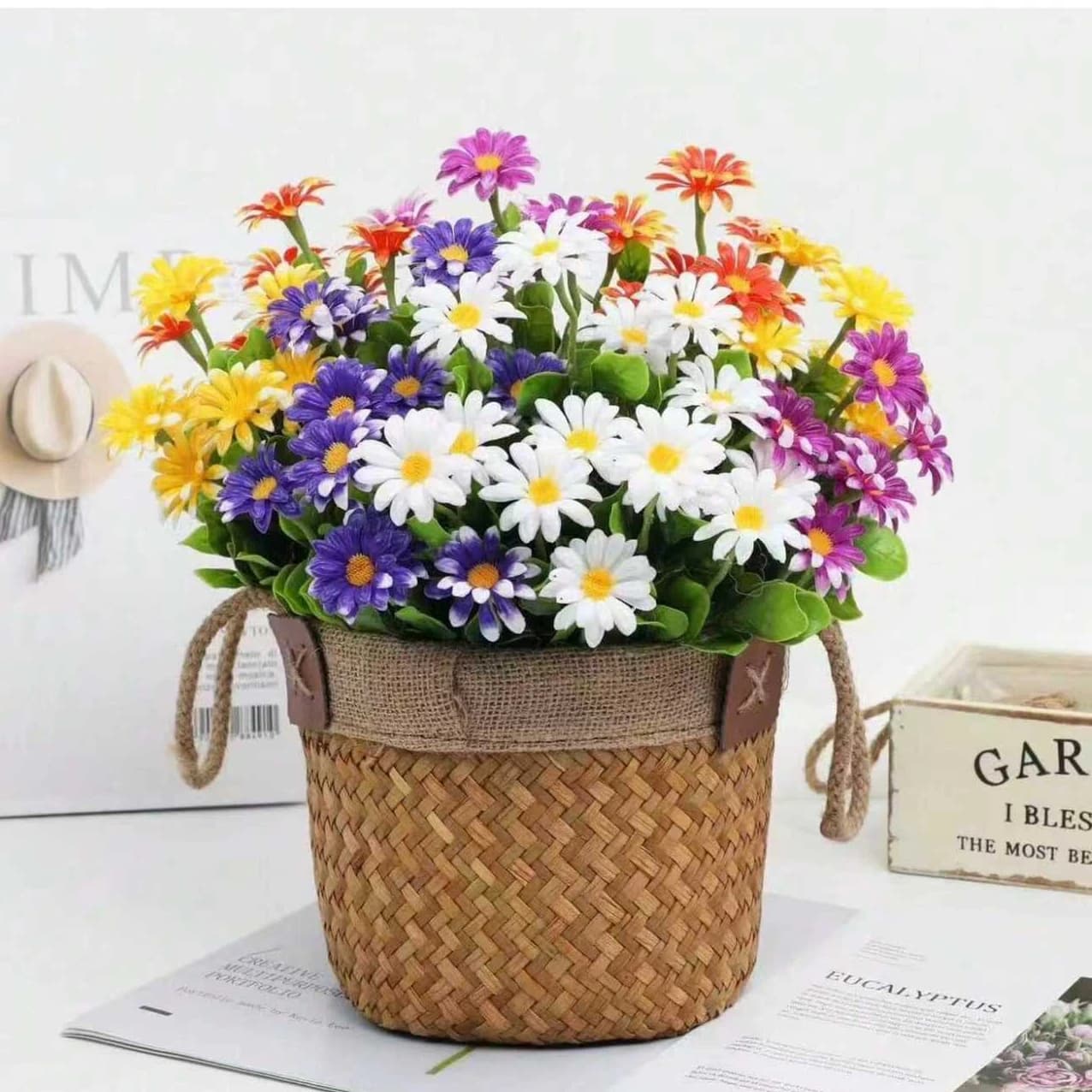 1/5 Pezzi Fiori Artificiali di Margherita in Seta per Matrimoni, Decorazioni per la Casa, Feste, Tavoli, Piante Ornamentali, Accessori per Scrapbook, Regalo Fai-da-Te