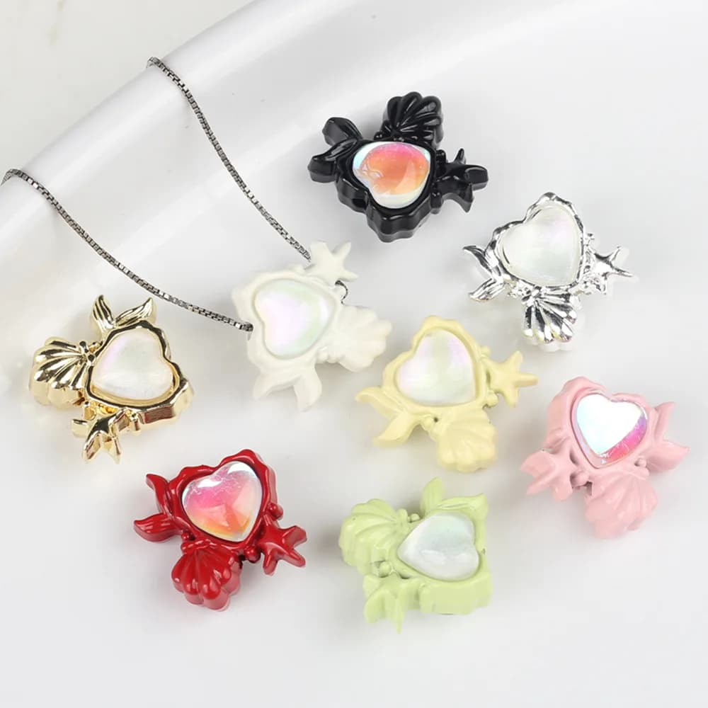 6 pcs/Lot 15*19MM In Zinc Alloy Spray Painted Heart Beads Pendants And Pendants for World Bracelet Necklace Accessories Make By You
