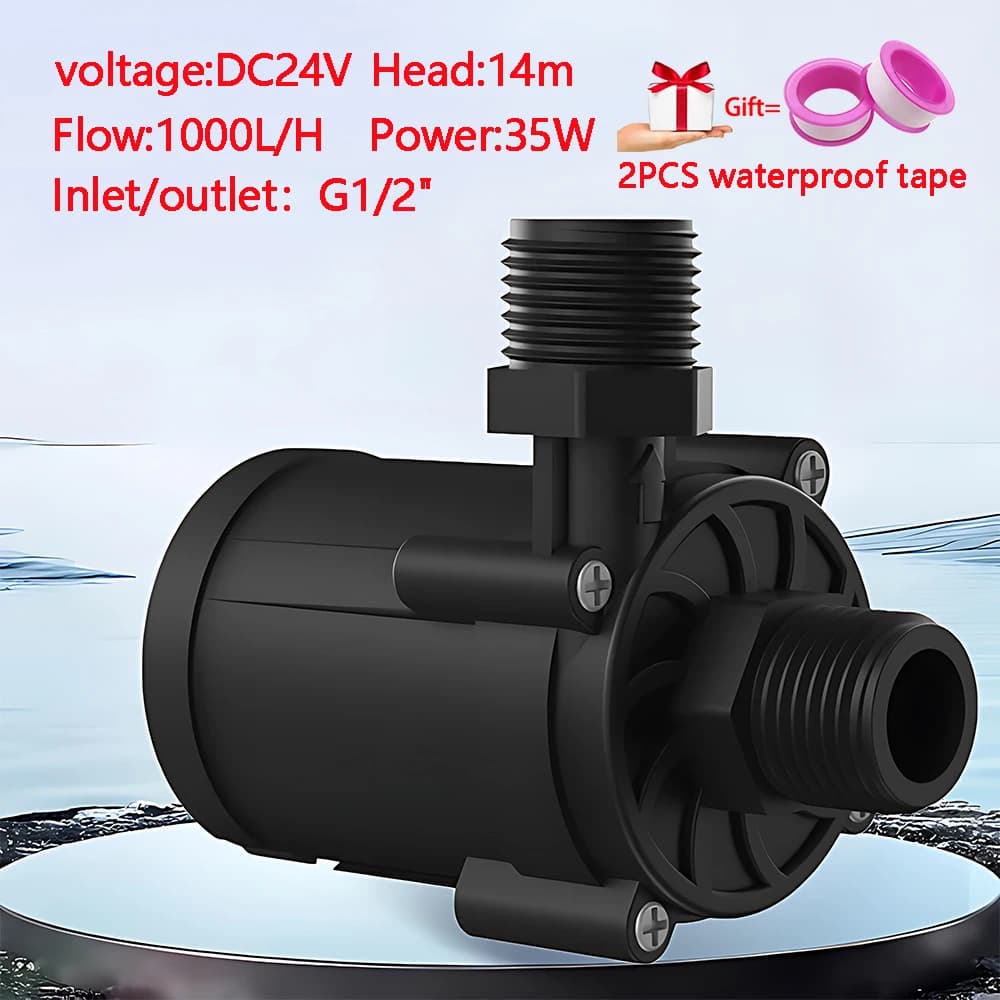 Motore brushless silenzioso DC24V 1000L/H Pompa booster di circolazione sommergibile, testa massima 14 m, può essere dotato di adattatore UE