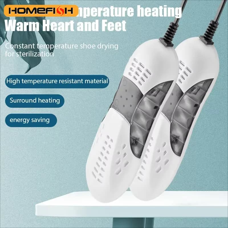 HOMEFISH Electric Shoe Dryer Deodorizer with Heat And UV Light Foot Warmer Dehumidifier Boot Odor Eliminator for Household Use