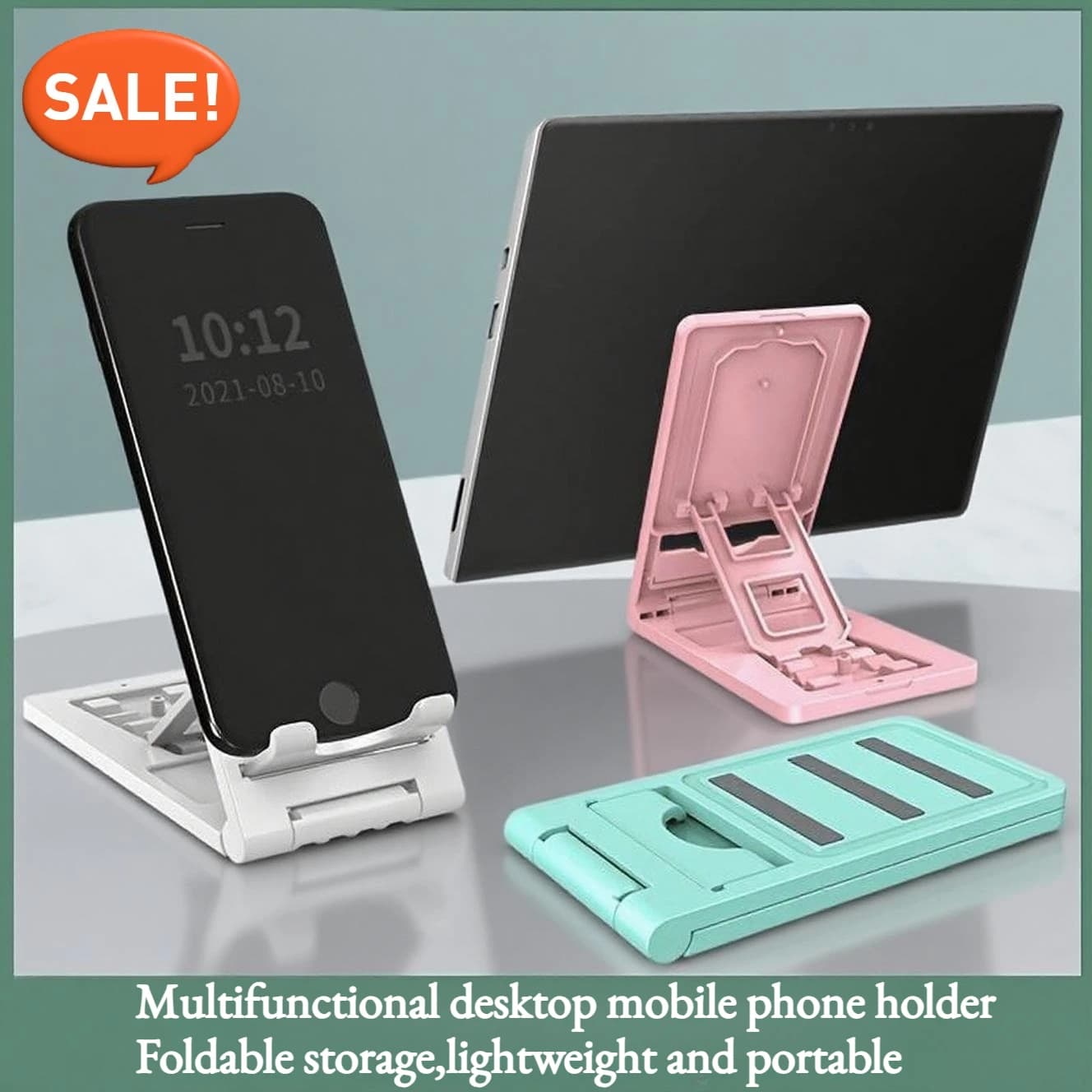 Foldable Desktop Phone Holder Stand - Adjustable Lazy Bracket for iPhone 17 Pro, iPad & Tablets - Portable Tablet Stand