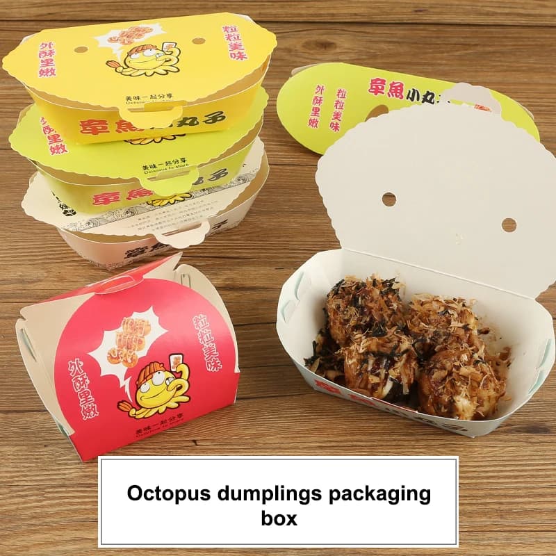 100 pezzi usa e getta cartone animato palla di polpo scatola di imballaggio cibo di strada giapponese Takoyaki da asporto snack contenitore di imballaggio partito