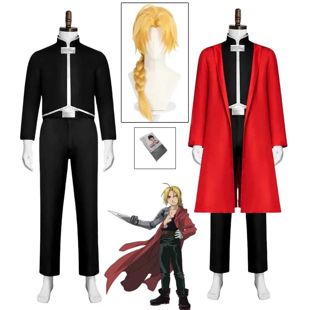 Costumes Cosplay Anime Fullmetal Alchemist Edward Elric, Red Dress, Uniforms for Halloween and Christmas, Custom Costume