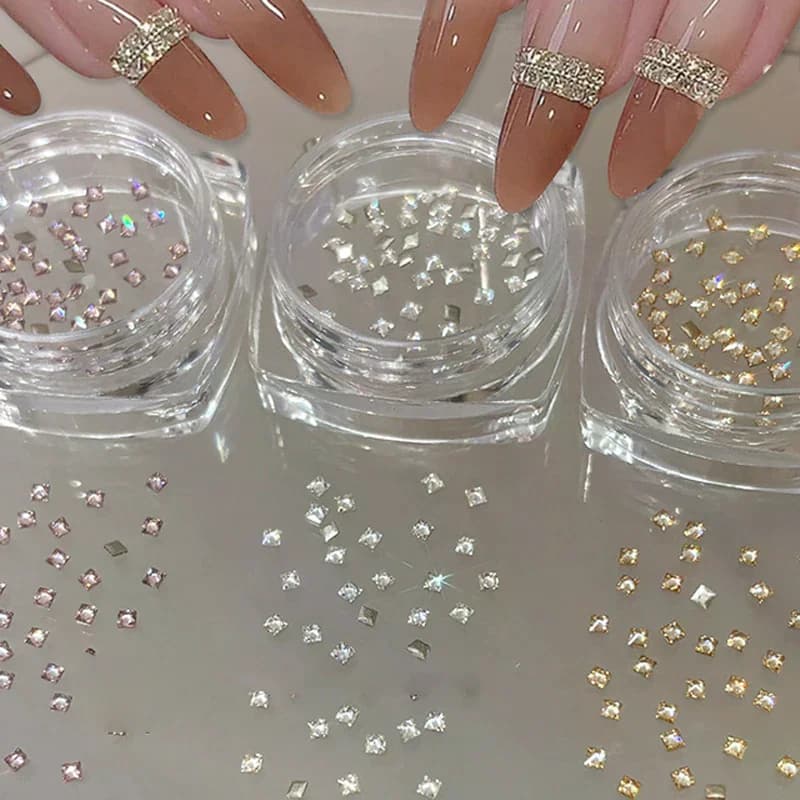 50 Pieces / Box White Zirconia Gloss, Decorations for Nails, Mini Gems Square, Strass for Nail Art