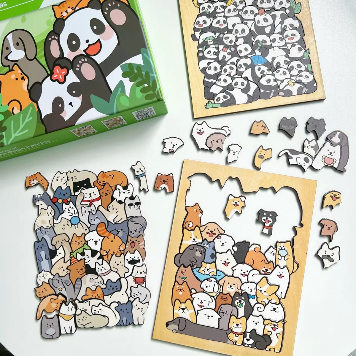 Difficoltà Cervello che brucia Legno Puzzle animale a forma speciale Cucciolo di gatto Puzzle Building Block Regalo giocattolo creativo per bambini