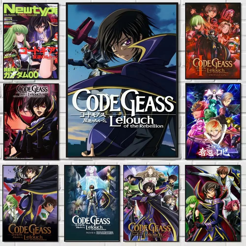 Codice Geass Pittura Calligrafia Tela Poster: Senza pieghe Impermeabile Durevole Decorazione da parete per tutti gli spazi