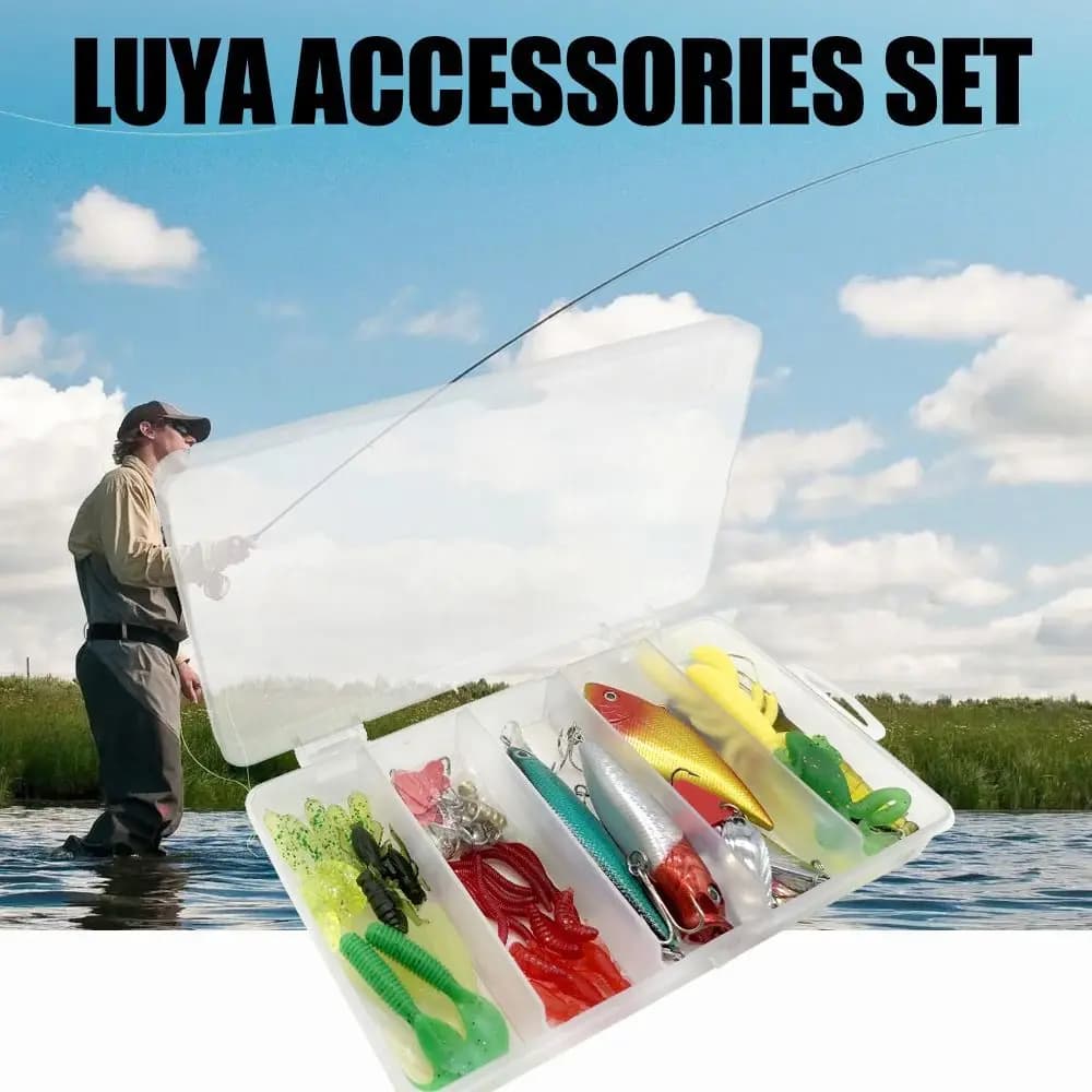 Scatola per attrezzatura Set di ganci per esche da pesca artificiali morbidi Scatola di immagazzinaggio Kit di esche da pesca morbide Esca Ganci per esche morbide in silicone colorato