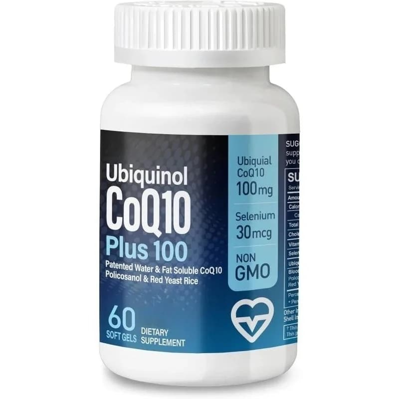 The alcohol coenzyme of the Q10 Plus pan contains vitamin D3, selenium, 100 mg Q10 coenzyme supplement, 60 soft capsules