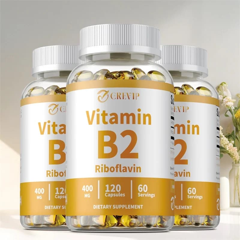 Capsules vitamin B2 400 mg - Energy supplement, skin and cellular health, supports nervous system, non-GMO and gluten-free