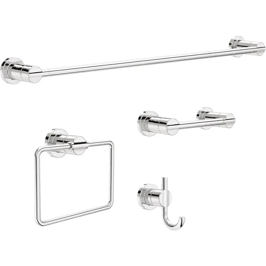 FAUCET NIC64PC Nicoli Set di accessori per il bagno da 4 pezzi da 18 a 24 pollici Porta asciugamani, porta carta igienica, porta asciugamani, porta asciugamani in lucido C