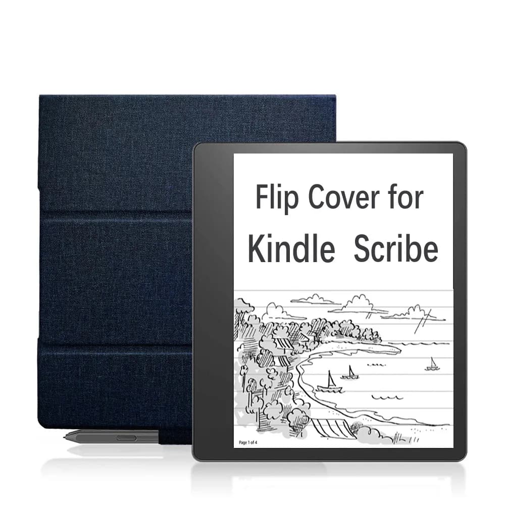 Case for Kindle Scribe 10.2" 2022/2024 Release Fabric Folio Cover with Magnetic Attach, with Pen Holder, Auto Sleep/Wake