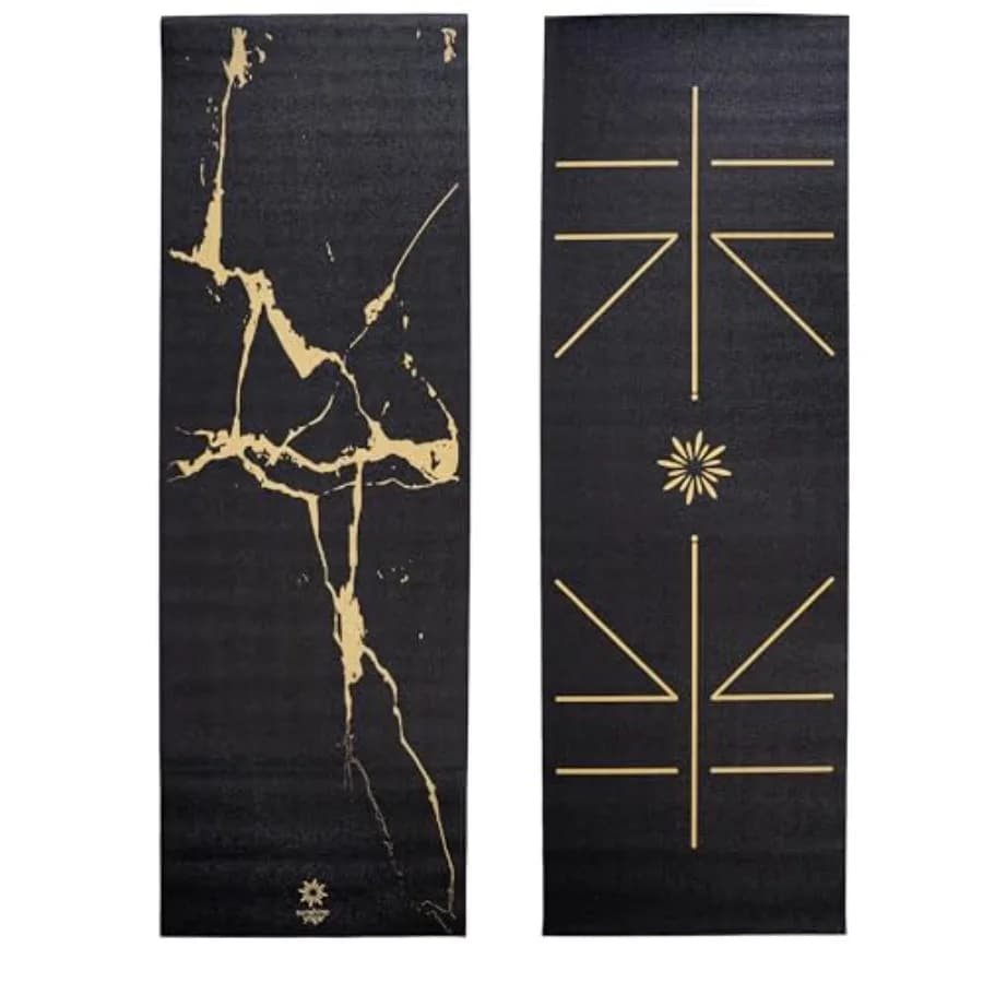 Set of 4 Extra Long Yoga Mats 72 x 24,5 mm, Mirrors, Anti-slip, for Gym, Studio, School, Strappi Resistant, Premium, Black