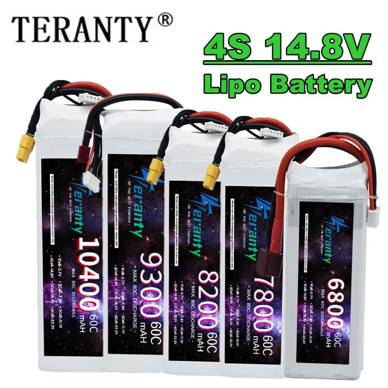 TERANTY 4S Lipo Battery 14.8V 1800/2600/2800/3300/4200/5200/6000/6800/7800/8200/9300/10400mAh For RC Auto Quadcopter Aircraft