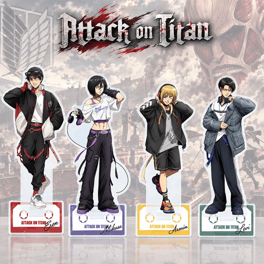 Attack On Titan Eren Yeager 15cm Acrylic Stand Keychain Streetwear Headphone Anime Figure Desk Decor Toy Collectible Fan Gift