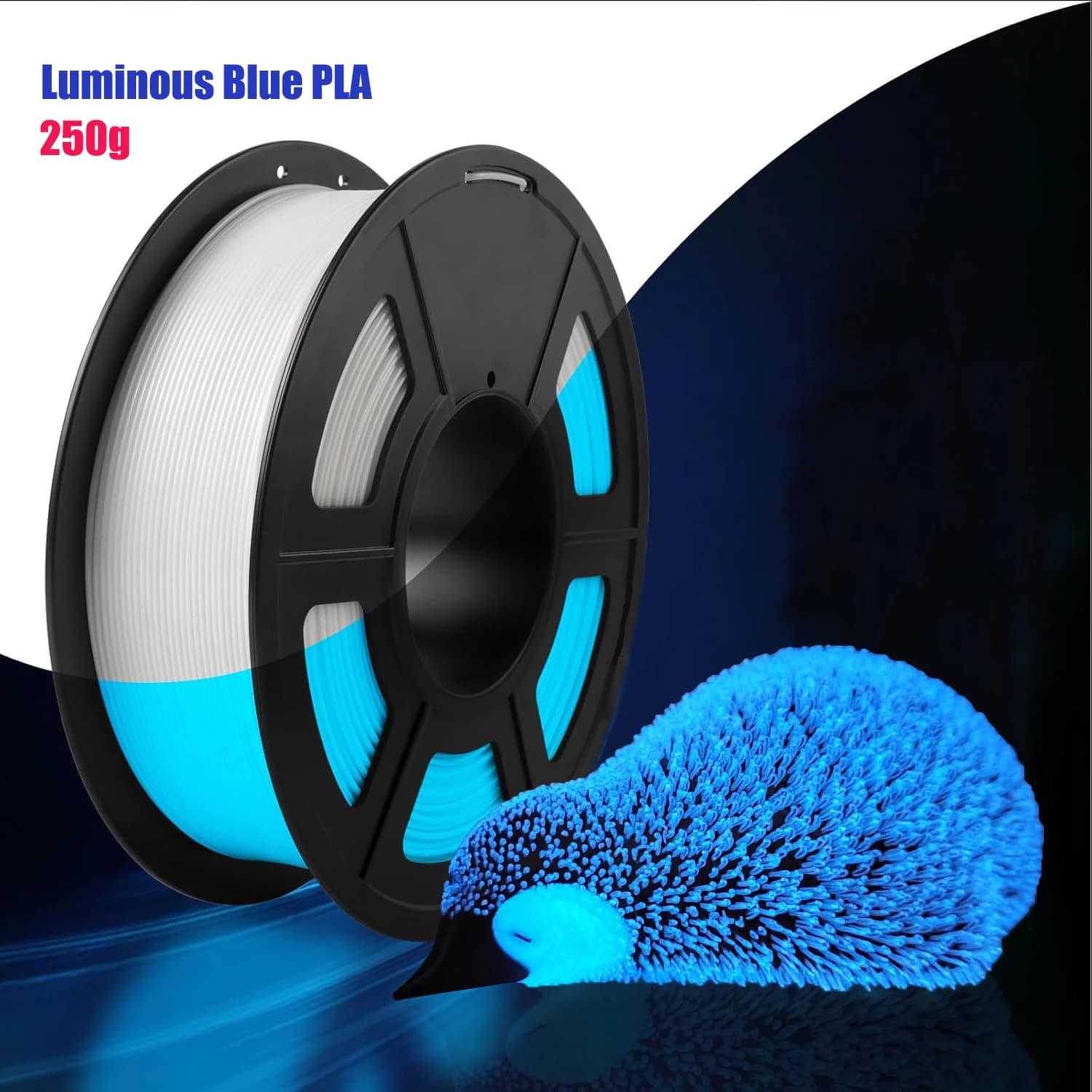 Filamento PLA luminescente, filamento PLA per stampa 3D a emissione di luce, precisione dimensionale di 1,75 mm +/- 0,02 mm, adatto per la maggior parte delle stampanti FDM
