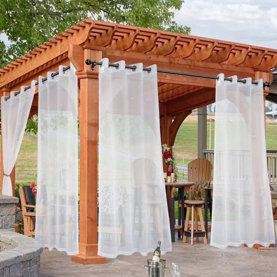 Transparent Curtains Outdoor Bianche for Patio Waterproof, 4 Panels 54 x 84 Inches, Curtains Voile Filtranti Light for Exterior with Eyelets