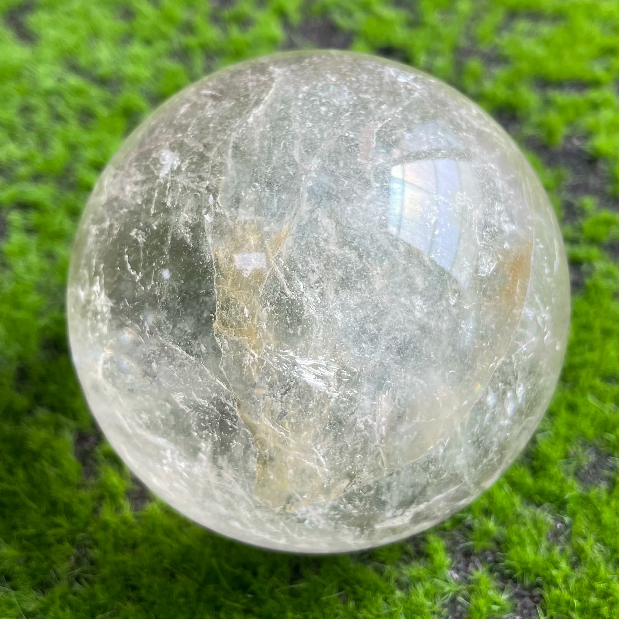 Sfera di cristallo arcobaleno naturale da 678 g, sfera di quarzo trasparente, massaggio, lucidatura, guarigione Reiki, decorazione squisita per la stanza Z61