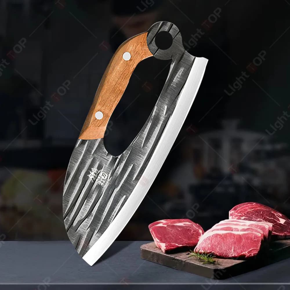 Effort-Saving Forged Chef Knife Butcher Cleaver Ultra-Sharp Slicing Boning Knife Stainless Steel Kitchen Tool for Meat Vegetable