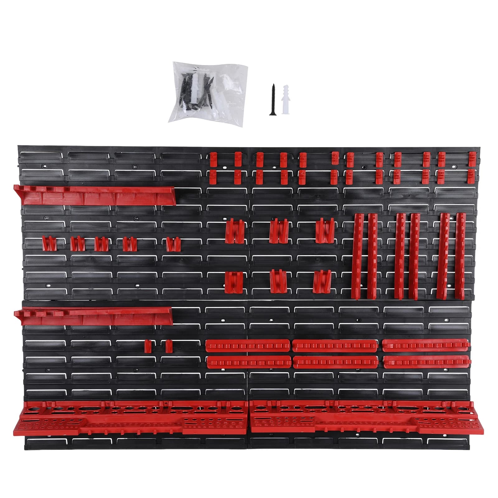 Pegboard Tool Organizer 68-Piece Kit Wall Mount Wrench Tray Holder Screwdriver Rack Triangle Hook Garage Storage