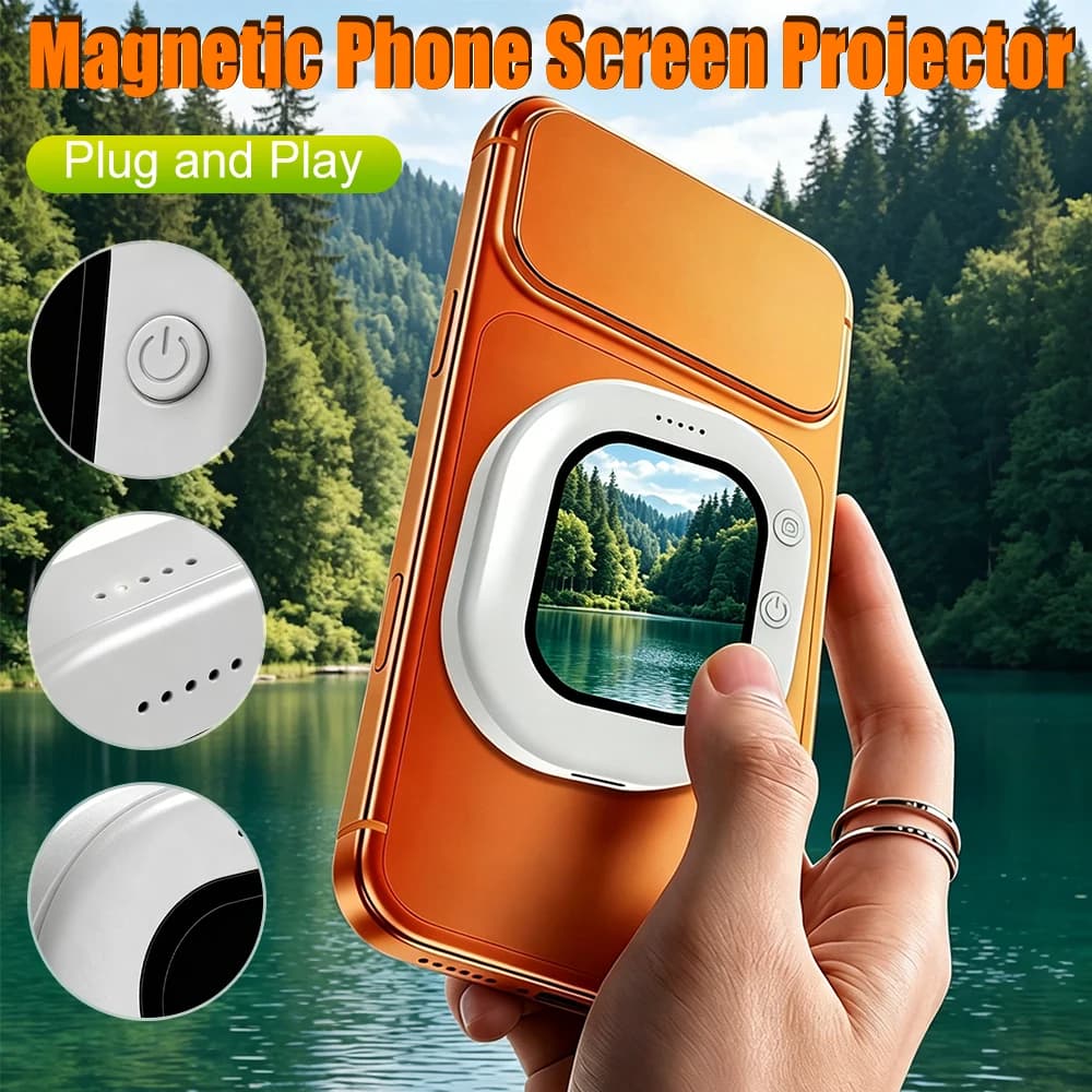 Magnetic Selfie Screen Casting Device Lightweight Live Streaming Phone Screen Splitter Compatible with Most Smartphones