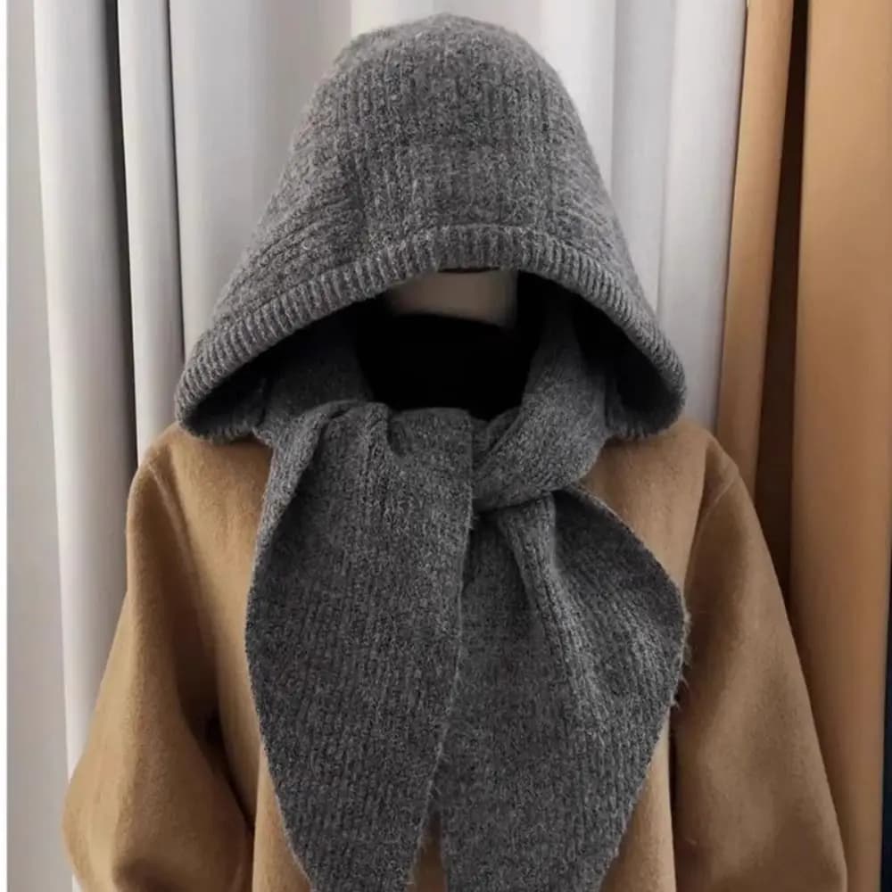 Passamontagna invernale lavorato a maglia Sciarpa monopezzo ispessita Cappello con cappuccio Accessori invernali Sciarpa di protezione del collo Stile Y2K