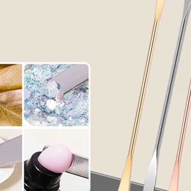 Spatola in Acciaio Inox per Mescolare Gel e Ombretti, Strumento per Nail Art e Miscelazione Pigmenti