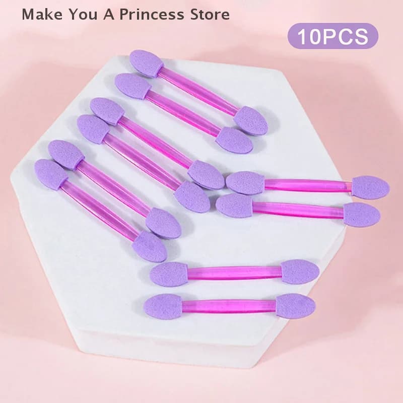 10 pieces double-sided eye shadow applicators tools for nail art with nail powder brush with disposable chromed holographic mirror