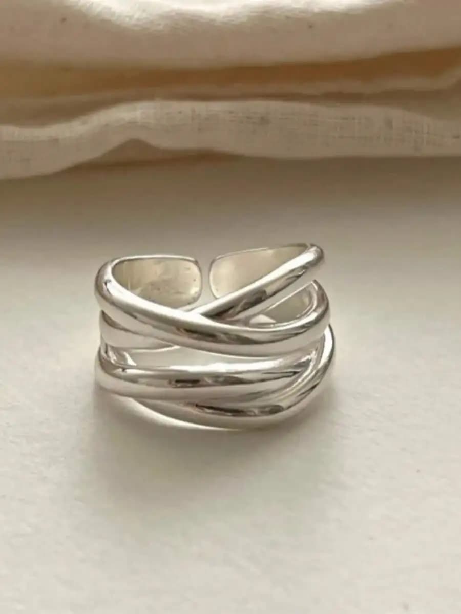 Adjustable Multi Layer Twisted Band Ring For Women Fashion Jewelry