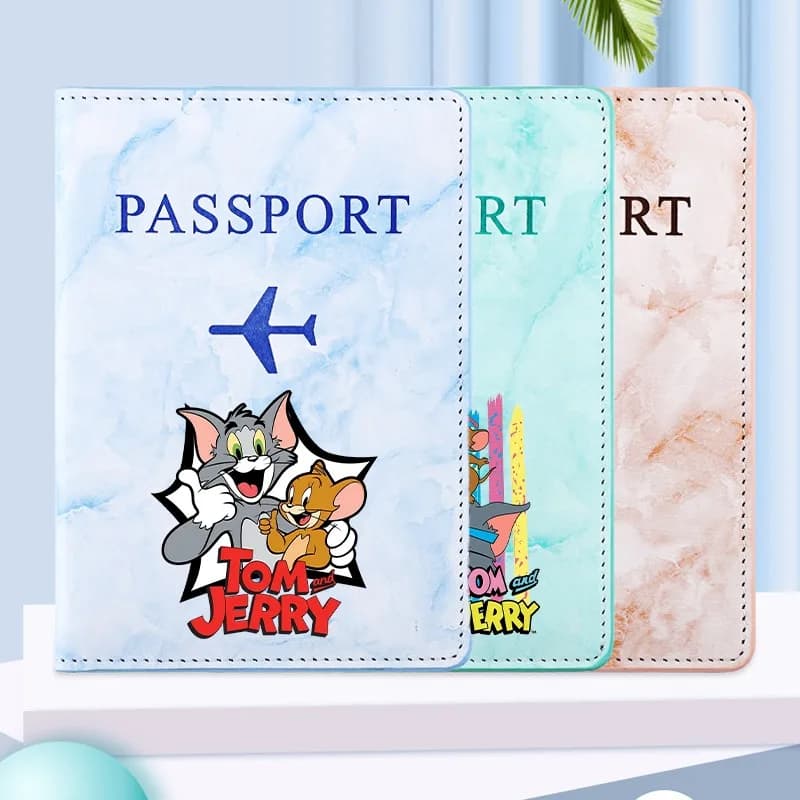 Porta Passaporto Tom e Jerry, Custodia Protettiva per Documenti da Viaggio, Portafoglio Kawaii per Uomo e Donna, Regalo per Feste