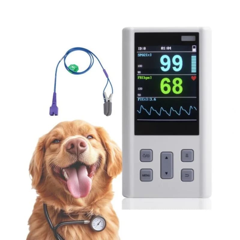 Finger pulse oximeter with portable OLED display for veterinary use for animal health monitoring