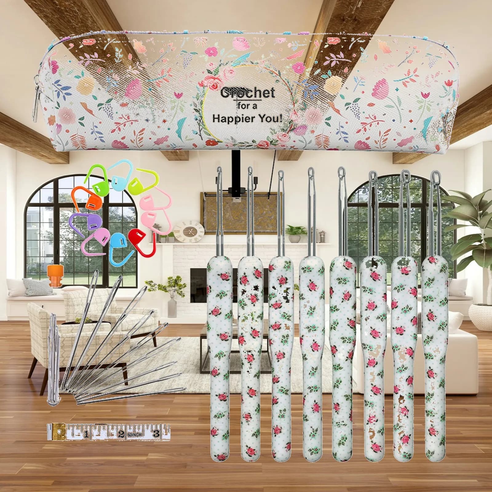 29Pcs Aluminum Crochet Hooks Knit Set Weave Size 2.5-6mm Sewing Tool