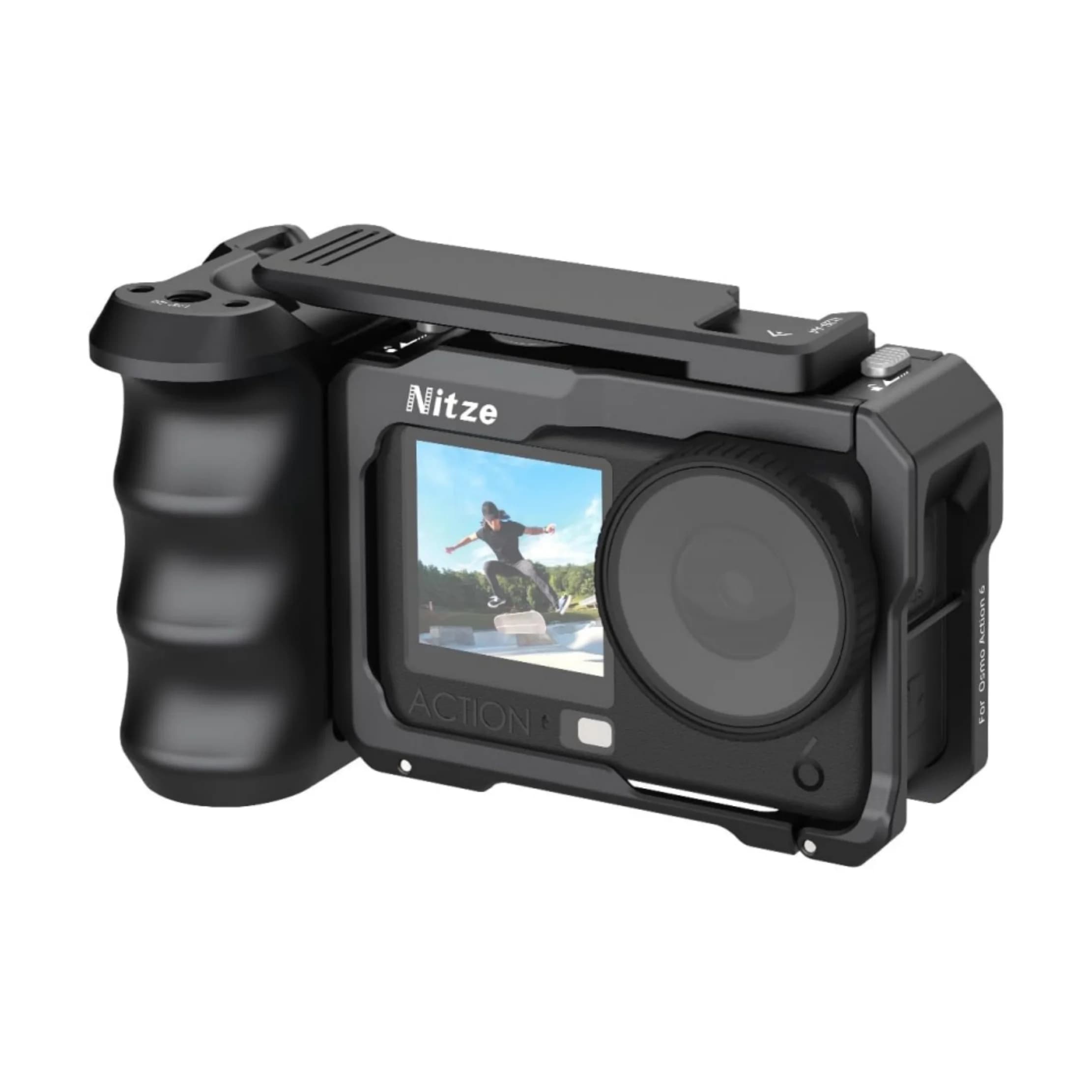 Kit gabbia Nitze Street Snap con impugnatura laterale e cinturino da polso per action camera DJI Osmo Action 6