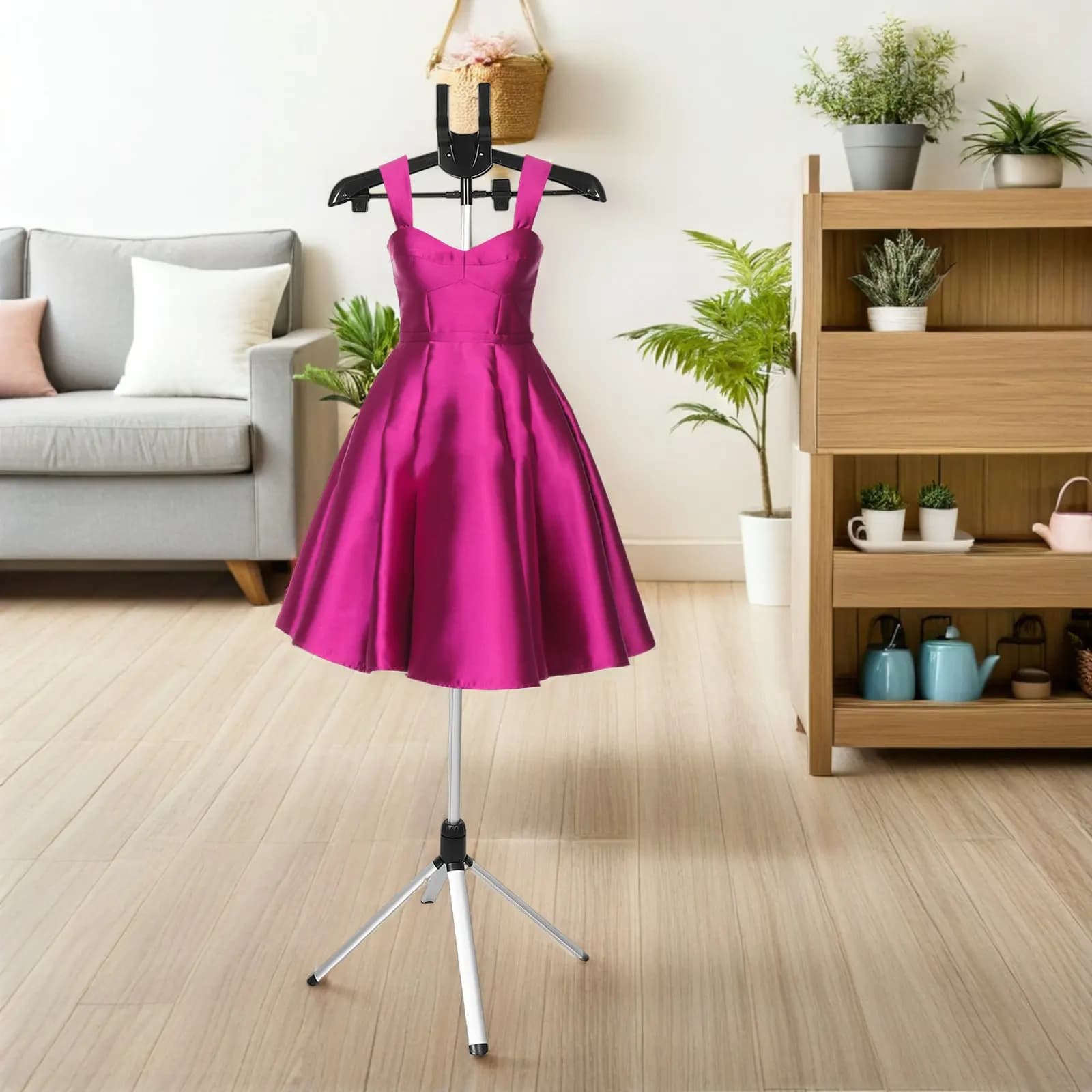 Foldable Standing Garment Steamer Rack Adjustable Height Clothes Steaming Stand Portable Space Saving Steam Iron Hanger for Dorm