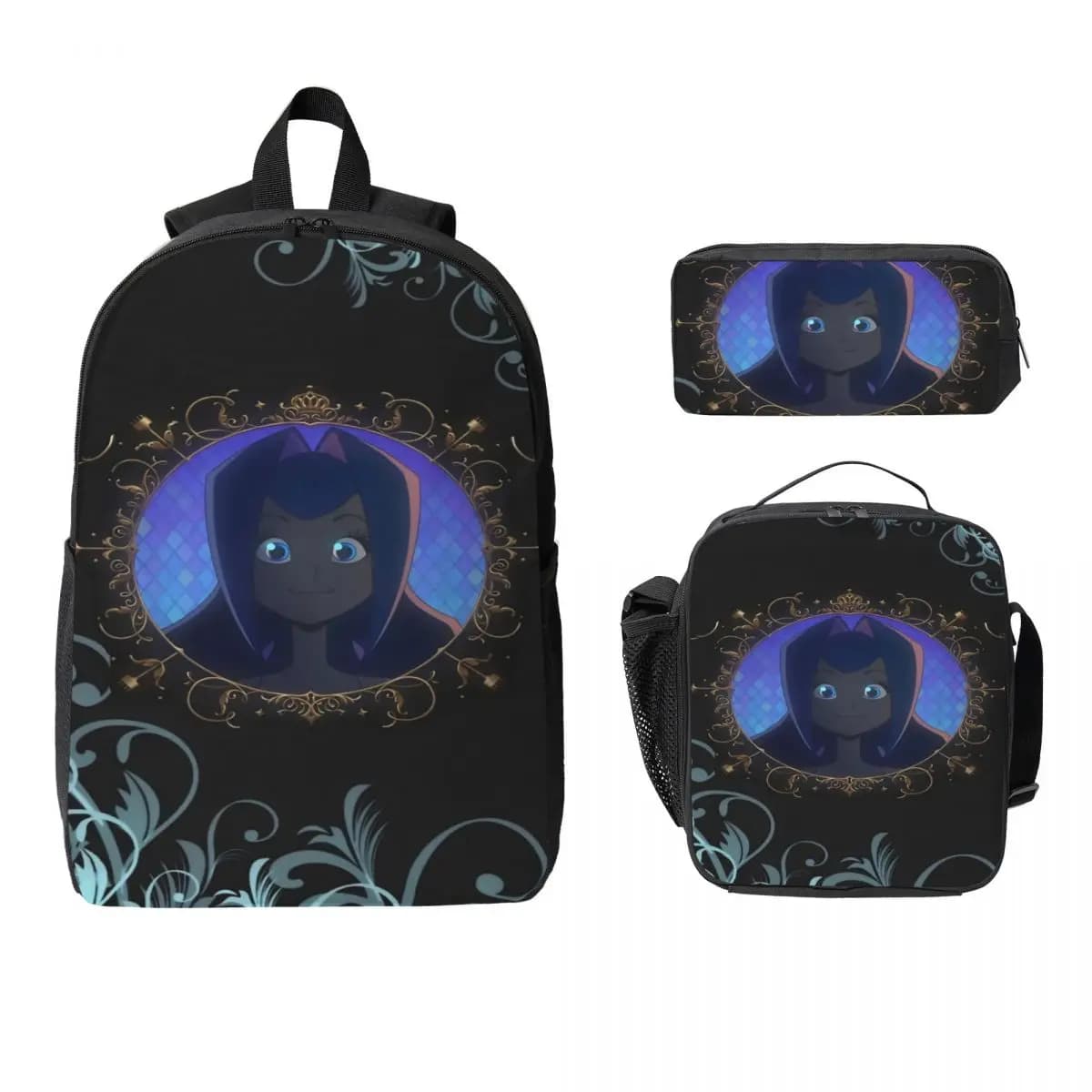 3Pcs K-Knights Of Guinevere Accessories Backpack Set Pencil Boxes Bookbag Sets with Lunch Box For School Students Knapsack