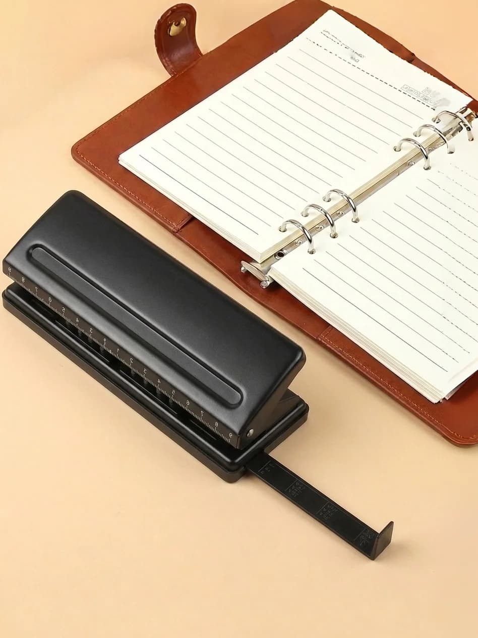 Adjustable 6 Hole Puncher Metal Paper Punch Machine Multi Spacing 6-Hole Punch for A5 Notebook Planner Office Stationery