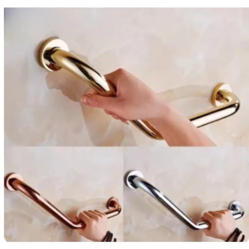 1 pezzo di bagno in ottone con angolo di 135 gradi per doccia, maniglia di sicurezza per disabili, asciugamano per anziani, appeso, binario antiscivolo antico in oro rosa