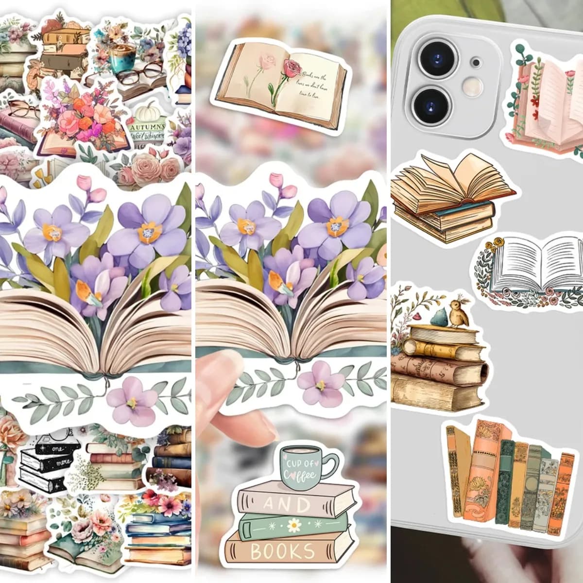 Waterproof Vinyl Flower-Themed Decals for Laptops Phones Water Bottles Mirrors Scrapbooks Smooth Surfaces Modern Irregular Shape