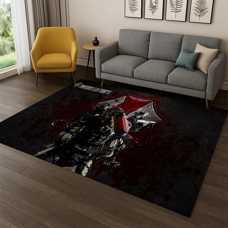 Tappeto 3D R-Resident Evil Leon, Tappeto Cartoon per Camera da Letto, Soggiorno, Divano, Sala Giochi, Zerbino, Decorazione Casa, Tappeto Antiscivolo per Bambini