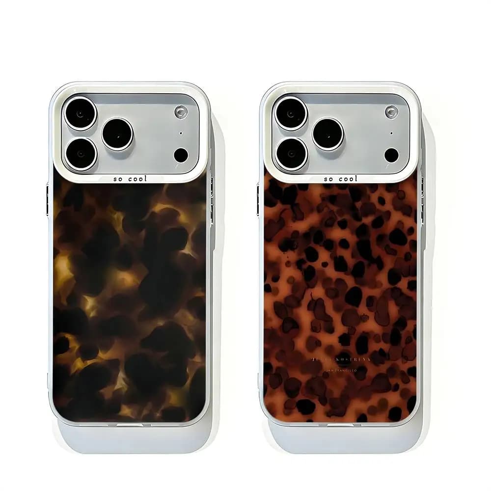 Chic Brown Tortoiseshell Aesthetic White Matte So Cool Lens Bumper Printed Cover For iPhone 16 15 17 14 11 12 13 Pro Max Plus Air XR