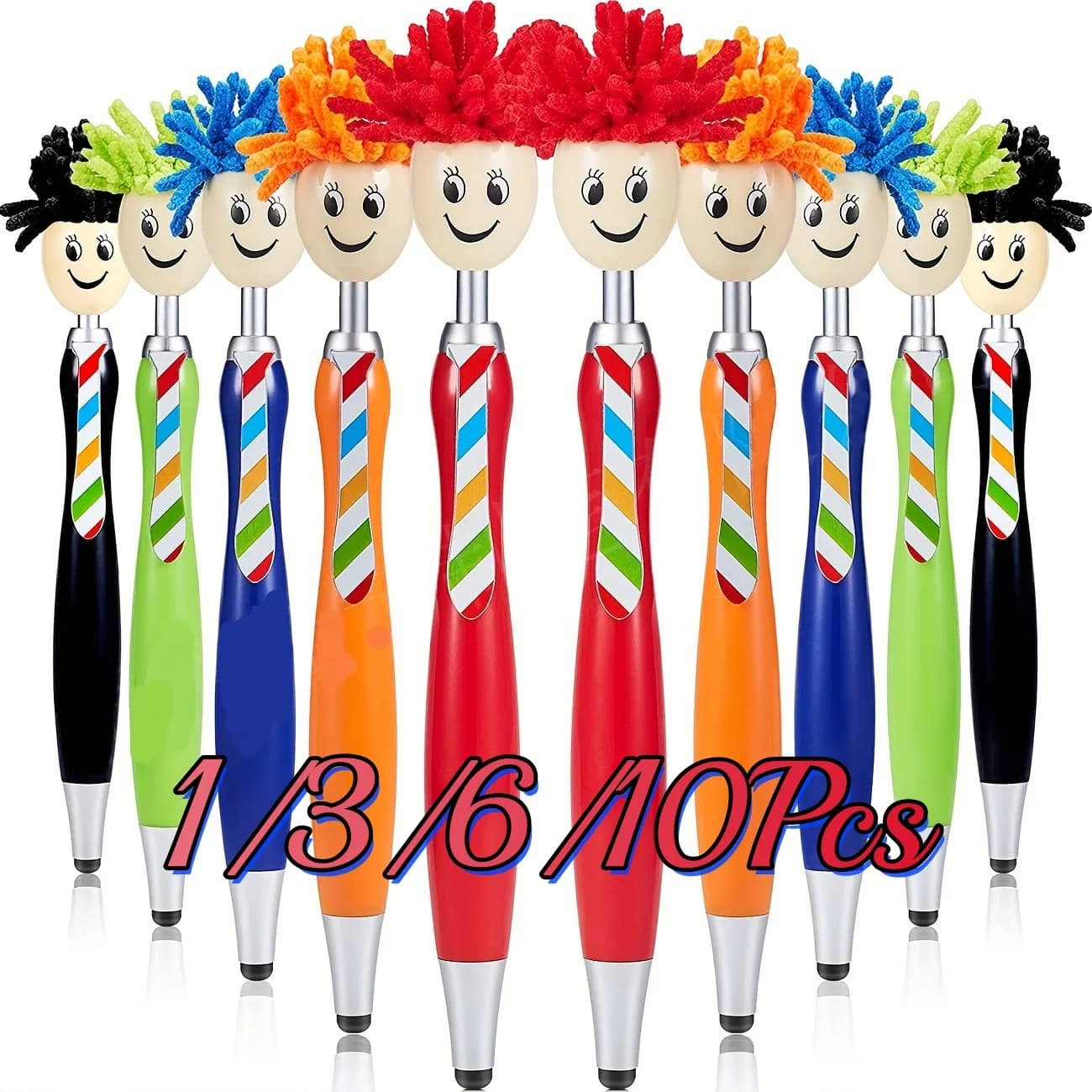 Penna a sfera da 1-10 pezzi, penna stilo 2 in 1 per touch screen a colori misti, strumento di scrittura multifunzionale per tablet mobile