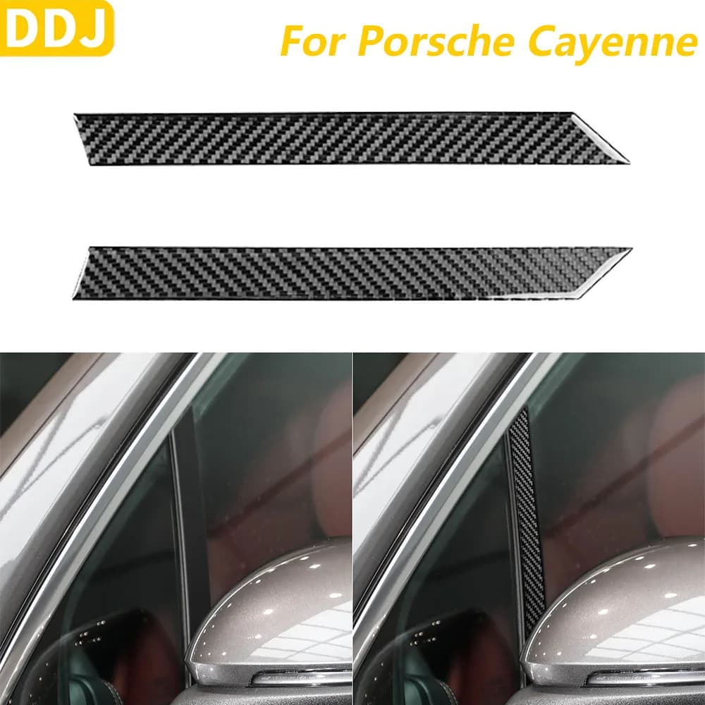Rivestimento del pannello del montante esterno della finestra in vera fibra di carbonio morbida per Porsche Cayenne 9Y0 9YA 9YB E3 2018-2023 Accessori interni