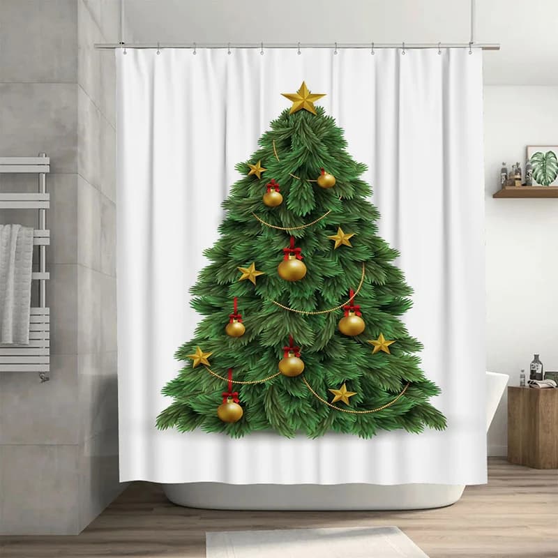 Tuniu Affascinante albero di Natale Tenda da doccia Decorazioni festive per le vacanze Set da bagno Impermeabile Sfondo foresta carino Testo moderno per la casa
