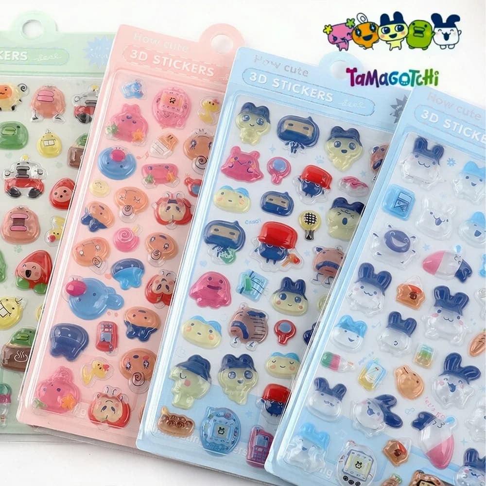 New Cute Tamagotchi Kuchipatchi Mametchi 3D Embossed Stickers Creative Cartoon Decoration Notebook Stickers Lovely Craft Gifts