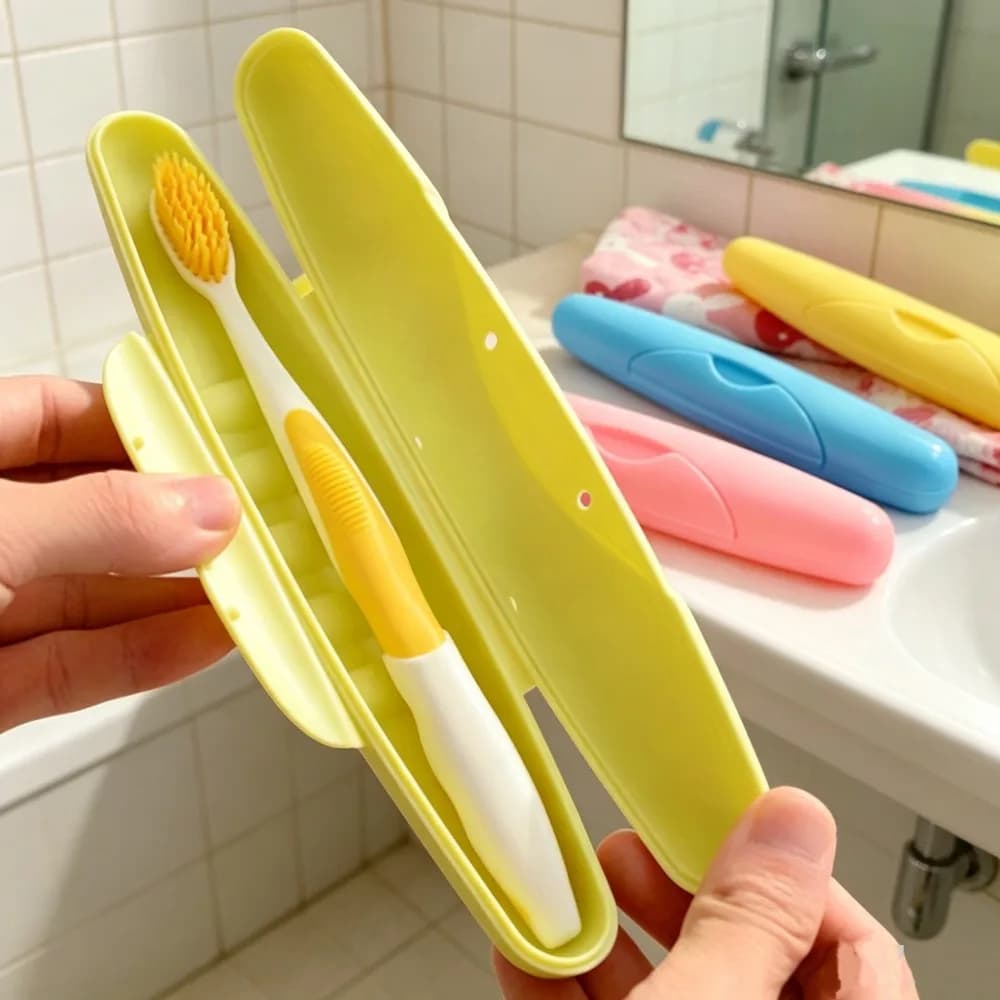 Portable Travel Toothbrush Case with Solid Color Sealed Lid, Waterproof, Dustproof and Leakproof Toothbrush Holder