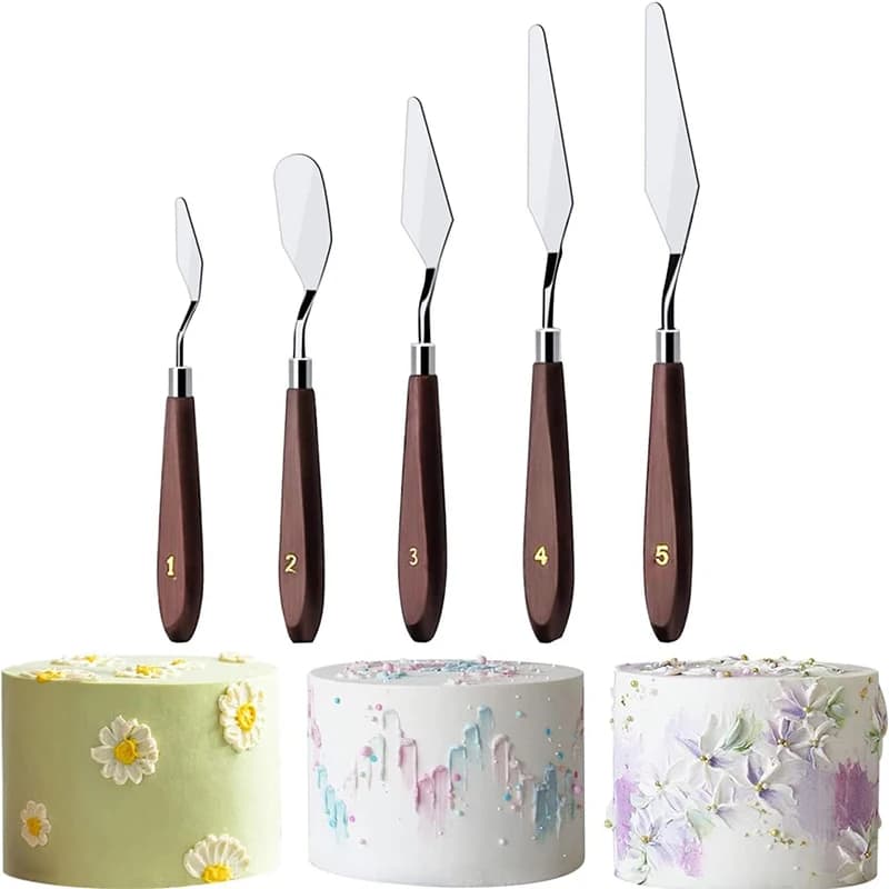 5 pezzi set di spatole per crema per torte kit di coltelli per pittura in acciaio inossidabile strumento per decorazione torte coltello per tavolozza raschietto per glassa per torte strumento di cottura