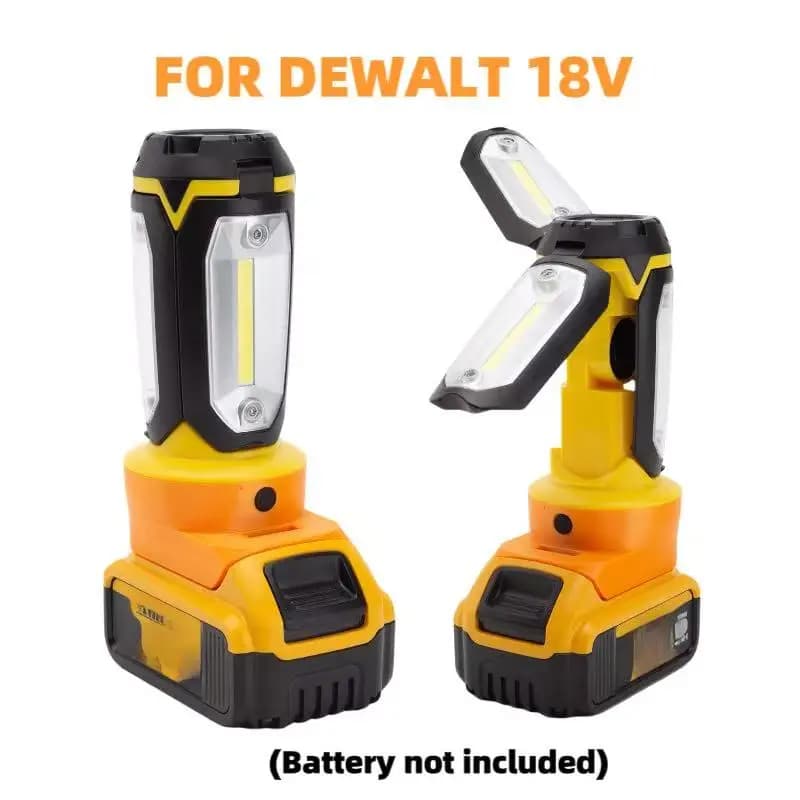 Lampada LED da lavoro pieghevole per batteria DeWalt 18V, torcia e faro (batteria non inclusa)