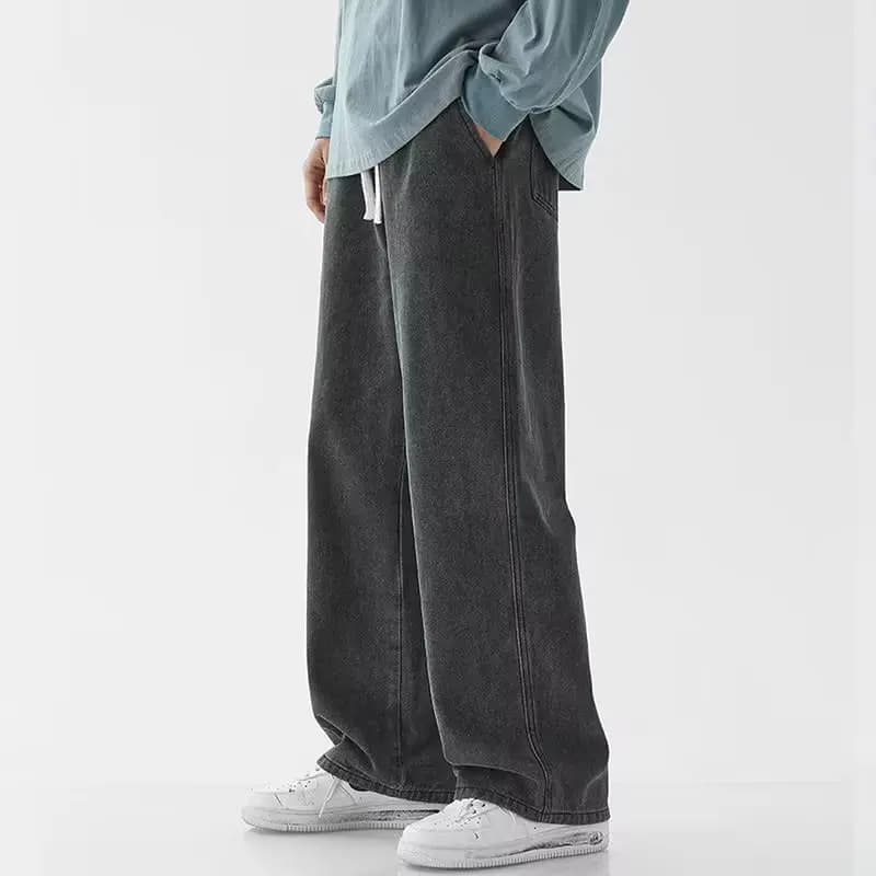 2025 nuovi abiti da uomo Pantaloni larghi in denim larghi europei e americani jeans a gamba dritta da uomo slim fit a vita alta